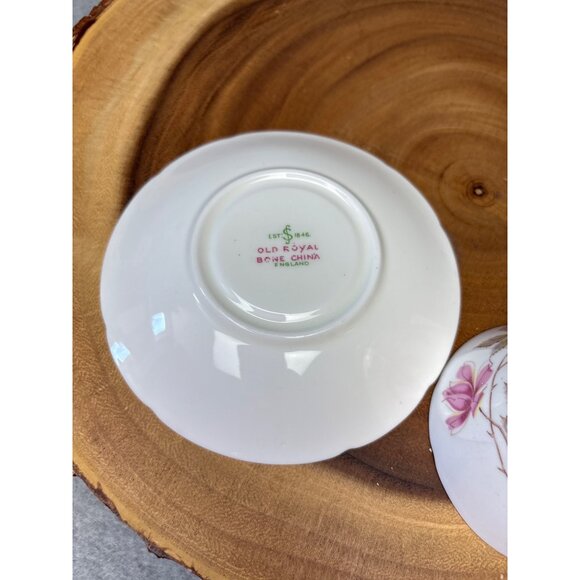 Old Royal Bone China Teacup & Saucer Set Pink Floral Gold Trim England - Picture 9 of 16